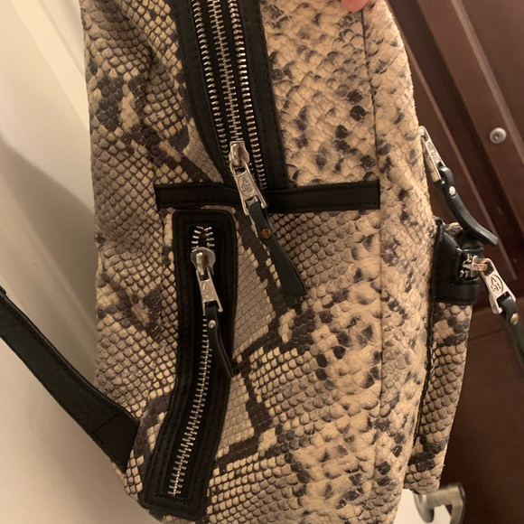 Ash Black and Cream Python Snake Print Backpack - Picture 5 of 12